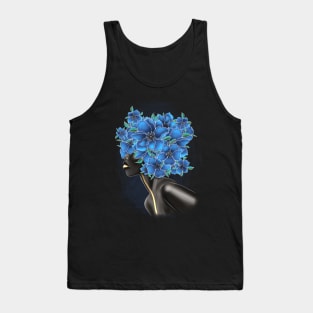 Black and white girl with color beautiful flowers in her head. Tank Top